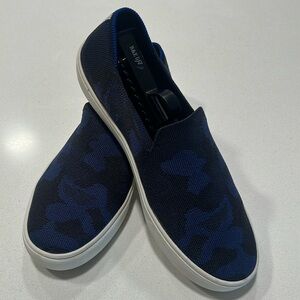 Rothy's Blue/Black Camo Slip-On Women's Sneakers